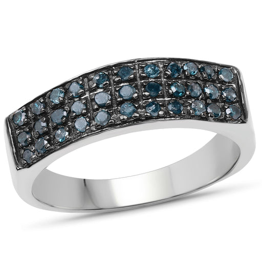 Bids.com 0.40 Carat Genuine Blue Diamond .925 Sterling Silver Ring Rings