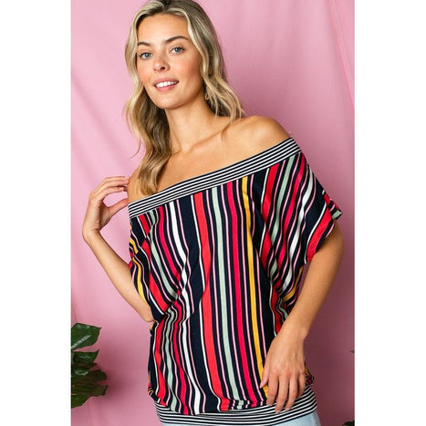 Multi Stripe Off Shoulder Top