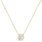 Bids.com .925 Sterling Silver 1/10 Cttw Round-Cut Diamond Bezel 18" Pendant Necklace (J-K Color, I1-I2 Clarity) Necklaces