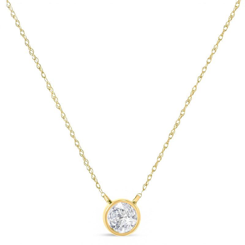 Bids.com .925 Sterling Silver 1/10 Cttw Round-Cut Diamond Bezel 18" Pendant Necklace (J-K Color, I1-I2 Clarity) Necklaces