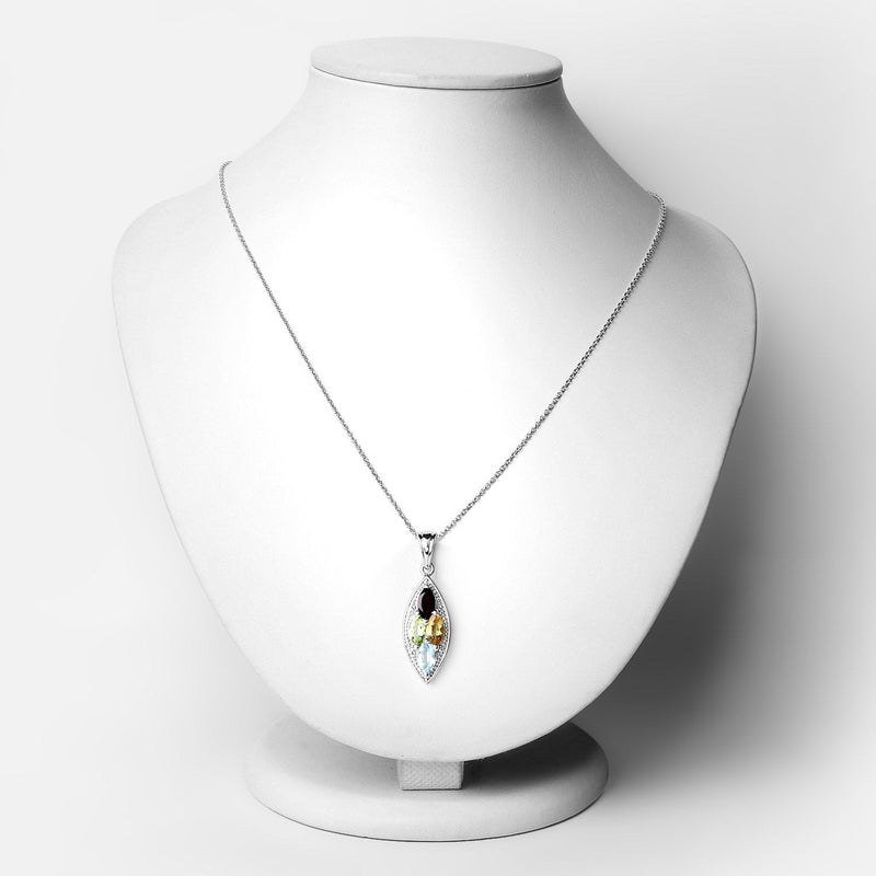 Bids.com 2.35 Carat Genuine Multi Stones .925 Sterling Silver Pendant Pendants