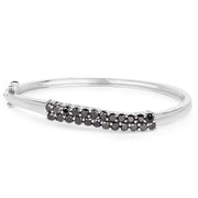 Bids.com 3.53 Carat Genuine Black Diamond .925 Sterling Silver Bangle Bracelets