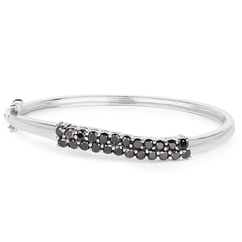 Bids.com 3.53 Carat Genuine Black Diamond .925 Sterling Silver Bangle Bracelets