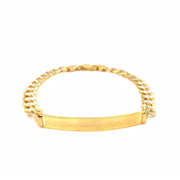 Bids.com 14k Two Tone Gold 8 1/2 inch Mens Narrow Curb Chain ID Bracelet with White Pave Bracelets