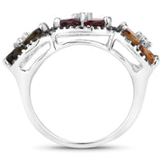 Bids.com 8.38 Carat Genuine Multi Tourmaline .925 Sterling Silver Ring Rings