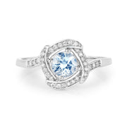 Bids.com 0.46 Carat Genuine Aquamarine and White Diamond 14K White Gold Ring Rings