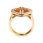 Bids.com 14K Yellow Gold Marquise-Cut Yellow Citrine and 1/3 Cttw Diamond Halo Cocktail Ring (G-H Color, SI1-SI2 Clarity) - Size 7 Rings