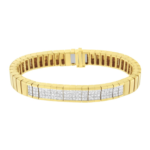 Bids.com 14K Yellow Gold 3 5/8 cttw Invisible Set Princess-Cut Diamond ID Tennis Bracelet (I-J Color, SI1-SI2 Clarity) - Size 7" Bracelets