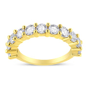 Bids.com 14K Yellow Gold Plated .925 Sterling Silver 2.00 Cttw Shared Prong Set Round-Diamond 11 Stone Band Ring (J-K Color, I1-I2 Clarity) - Size 7 Rings