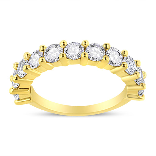 Bids.com 14K Yellow Gold Plated .925 Sterling Silver 2.00 Cttw Shared Prong Set Round-Diamond 11 Stone Band Ring (J-K Color, I1-I2 Clarity) - Size 7 Rings