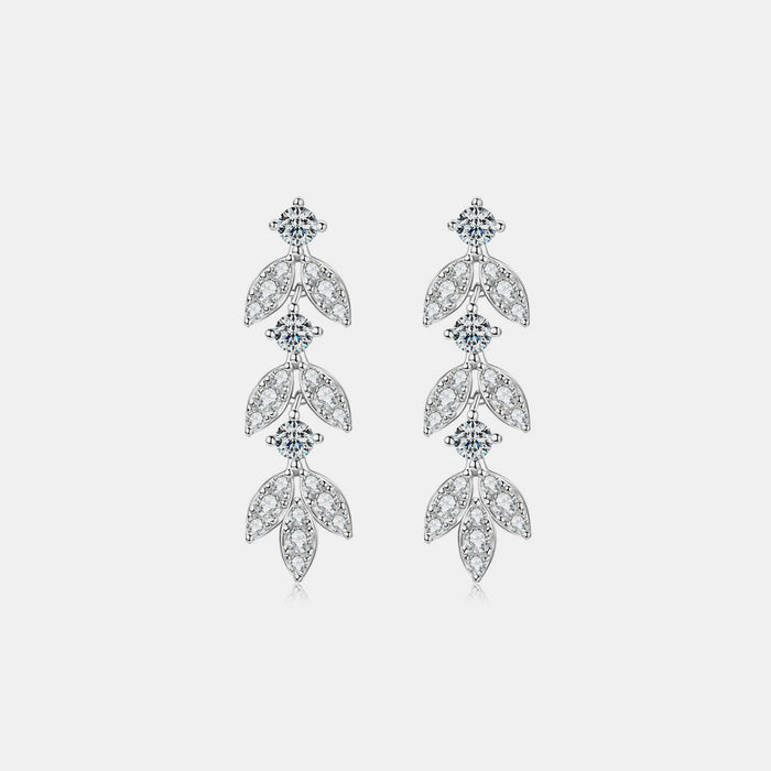 925 Sterling Silver Moissanite Leaf Earrings