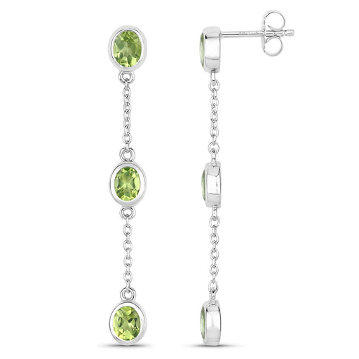 Bids.com 2.10 Carat Genuine Peridot .925 Sterling Silver Earrings Earrings