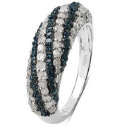 Bids.com 1.25 Carat Genuine Blue Diamond and White Diamond .925 Sterling Silver Ring Rings