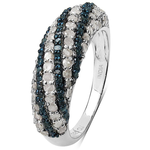 Bids.com 1.25 Carat Genuine Blue Diamond and White Diamond .925 Sterling Silver Ring Rings
