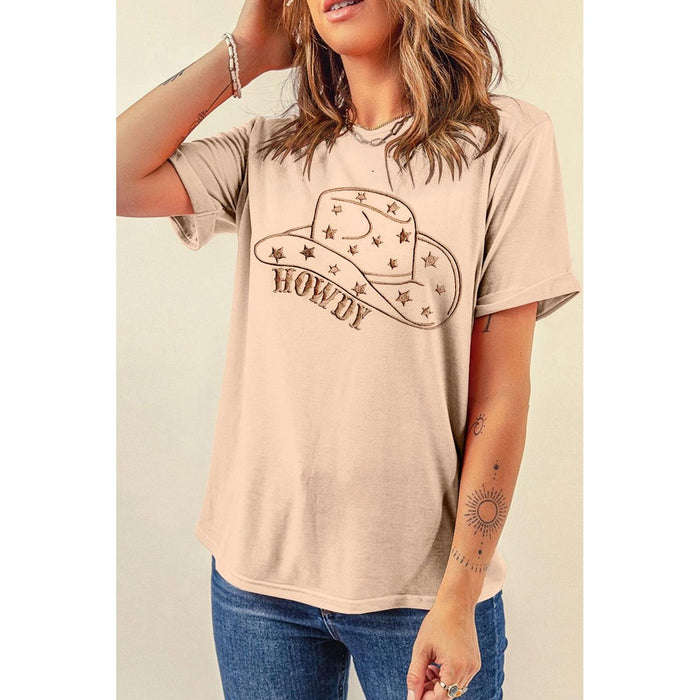 Hat Graphic Round Neck Short Sleeve T-Shirt