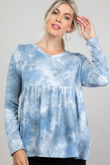 Plus Cloud Tie Dye Babydoll Top