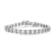 Bids.com .925 Sterling Silver Diamond Miracle-Set Double Swoosh Milgrain Style Tennis Bracelet (1/2 cttw, I-J Color, I3 Clarity) - Size 7.75" Bracelets