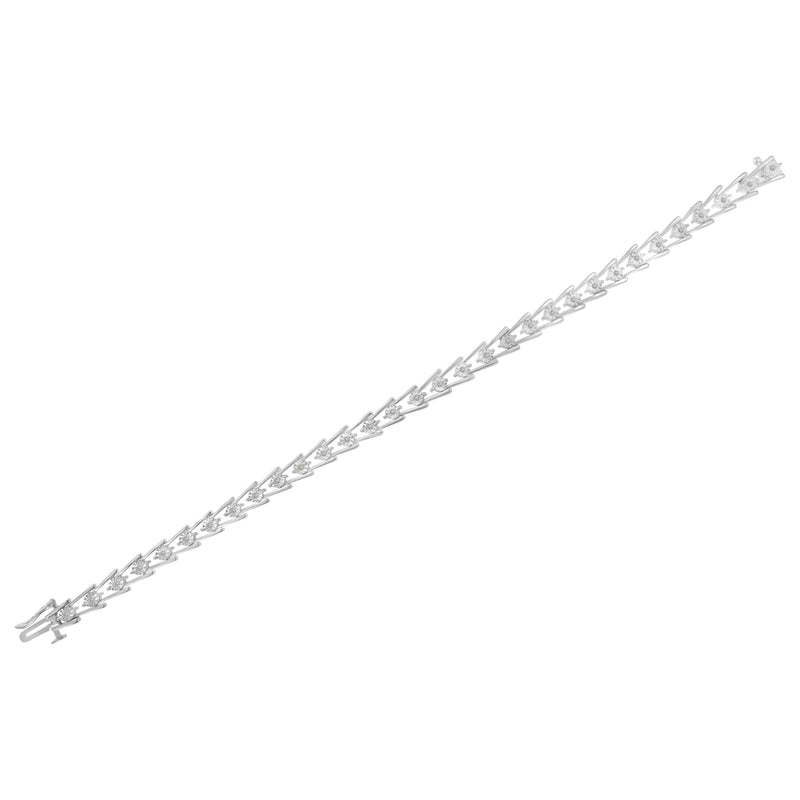 Bids.com .925 Sterling Silver 1/4 cttw Miracle Set Diamond Sleek and Open "V"Bracelet (I-J Color, I3 Clarity) -7.5" Bracelets