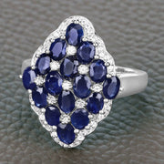 Bids.com 3.48 Carat Genuine Blue Sapphire and White Zircon .925 Sterling Silver Ring Rings