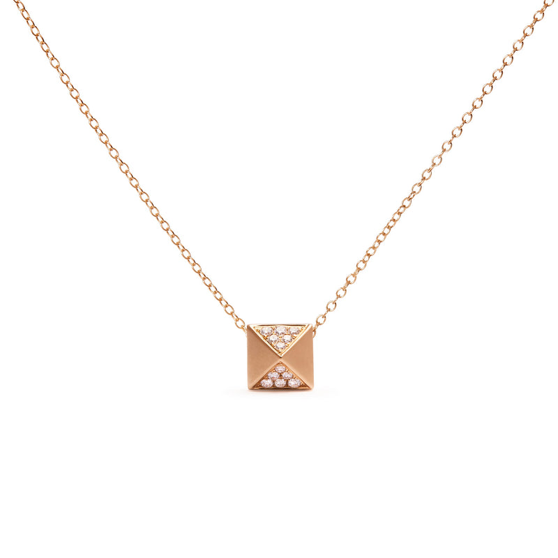 Bids.com 14K Yellow Gold 1/4 Cttw Diamond Matte Finished Pyramid Pendant Necklace (G-H Color, SI1-SI2 Clarity) - 18 Inches Necklaces