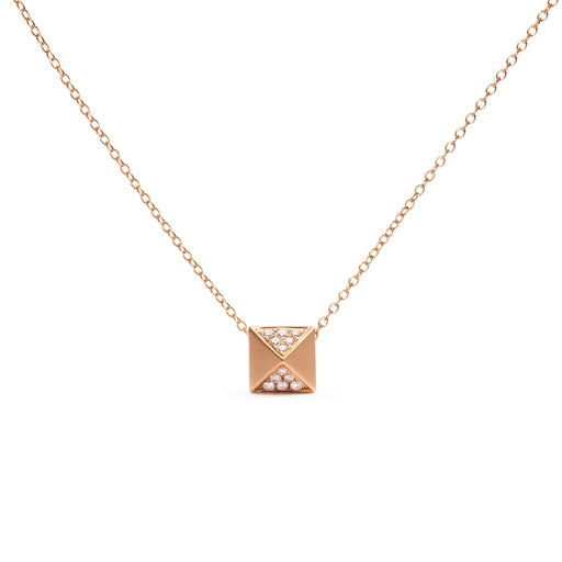 Bids.com 14K Yellow Gold 1/4 Cttw Diamond Matte Finished Pyramid Pendant Necklace (G-H Color, SI1-SI2 Clarity) - 18 Inches Necklaces