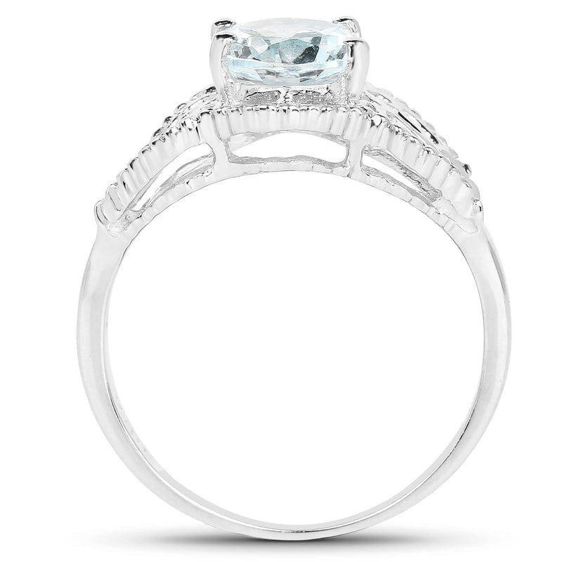 Bids.com 1.50 Carat Genuine Aquamarine .925 Sterling Silver Ring Rings