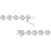 Bids.com .925 Sterling Silver 1/4 Cttw Miracle Set Diamond "X" Link Bracelet (I-J Color, I3 Clarity) - 7.25" Bracelets