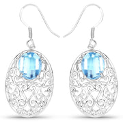 Bids.com 10.72 Carat Genuine Blue Topaz .925 Sterling Silver Earrings Earrings
