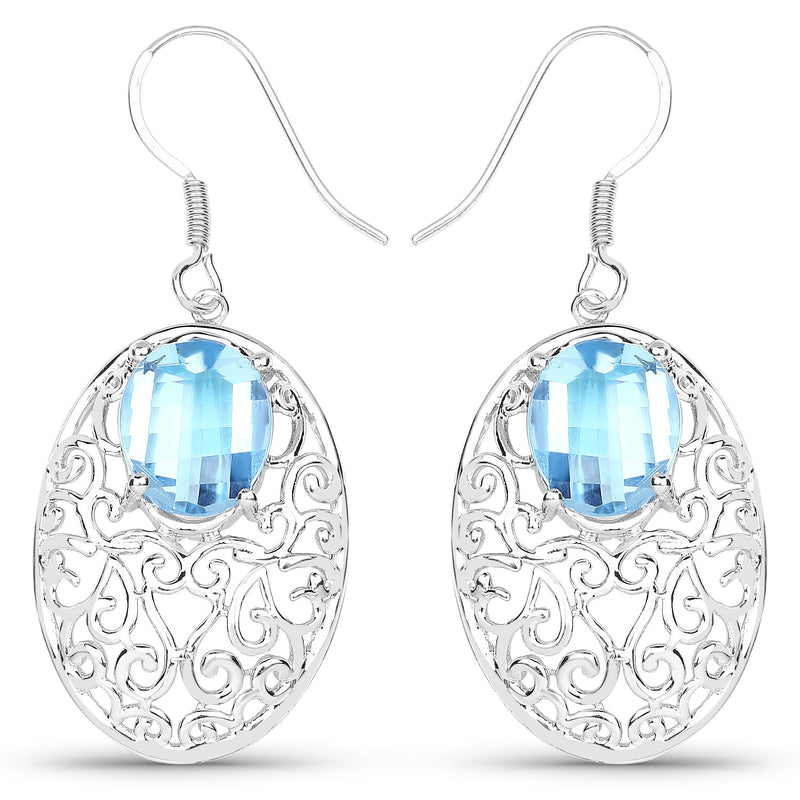 Bids.com 10.72 Carat Genuine Blue Topaz .925 Sterling Silver Earrings Earrings