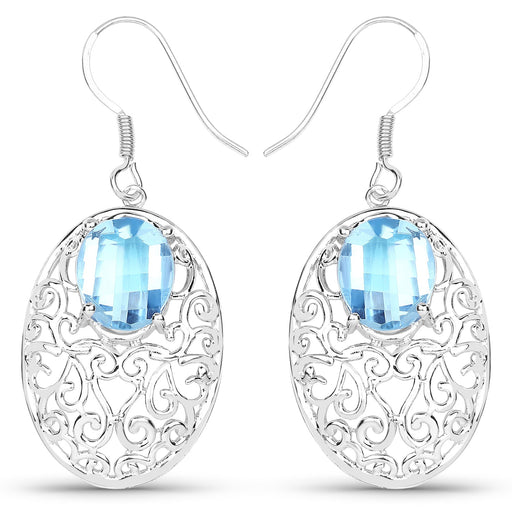 Bids.com 10.72 Carat Genuine Blue Topaz .925 Sterling Silver Earrings Earrings