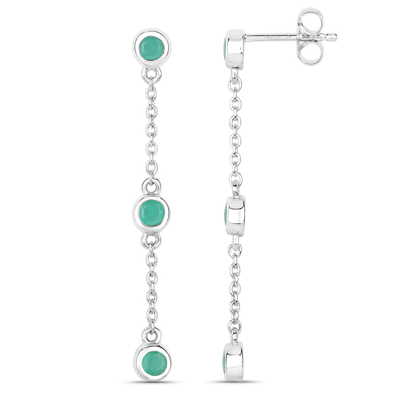 Bids.com 0.60 Carat Genuine Emerald .925 Sterling Silver Earrings Earrings