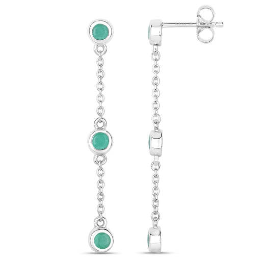 Bids.com 0.60 Carat Genuine Emerald .925 Sterling Silver Earrings Earrings