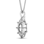 Bids.com 0.14 Carat Genuine White Diamond 14K White Gold Semi Mount Pendant - holds 8.00mm Round Gemstone Pendants