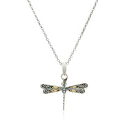 Bids.com 18k Yellow Gold and Sterling Silver Pendant in a Dragonfly Design Pendants