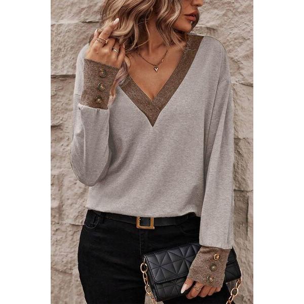 V-Neck Dropped Shoulder Blouse