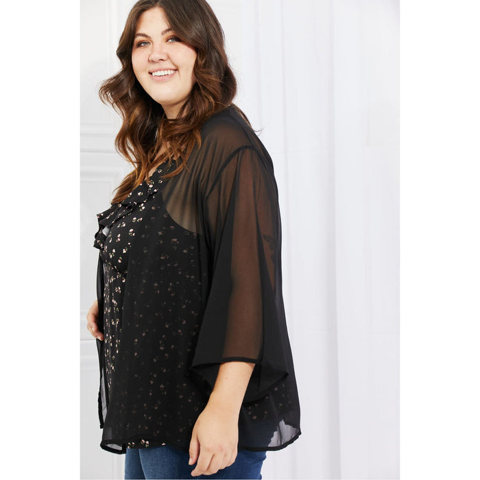 Melody Just Breathe Chiffon Kimono in Black