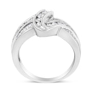 Bids.com 10K White Gold Ring 3/4 Cttw Round and Baguette-Cut Diamond Bypass Ring (H-I Color, I2-I3 Clarity) - Size 6 Rings