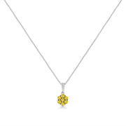 Bids.com .925 Sterling Silver 1/2 Cttw Prong Set Treated Green Diamond Floral Cluster 18" Pendant Necklace (Green Color, I1-I2 Clarity) Necklaces