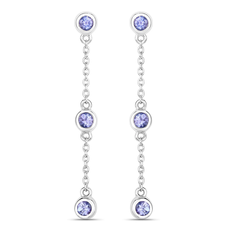 Bids.com 0.60 Carat Genuine Tanzanite .925 Sterling Silver Earrings Earrings