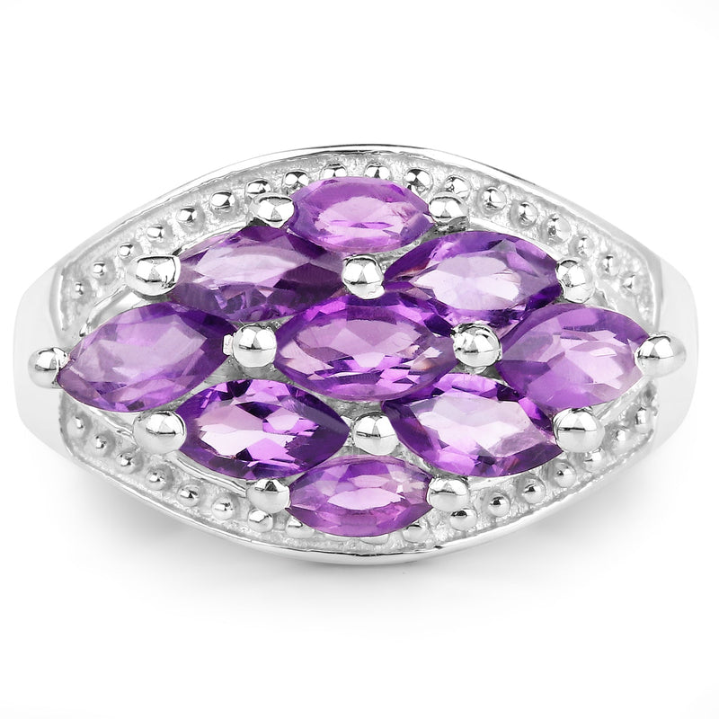Bids.com 1.91 Carat Genuine  Amethyst .925 Sterling Silver Ring Rings