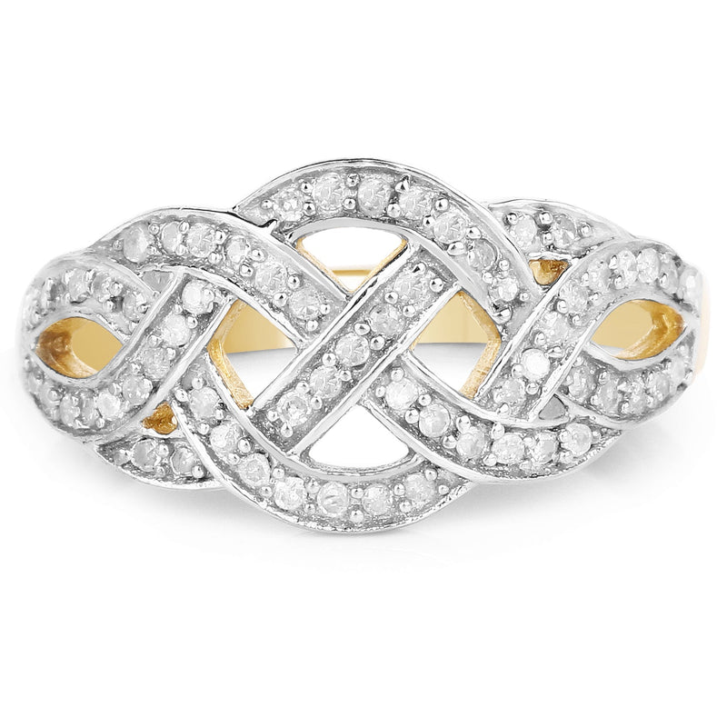Bids.com 14K Yellow Gold Plated 0.26 Carat Genuine White Diamond .925 Sterling Silver Ring Rings