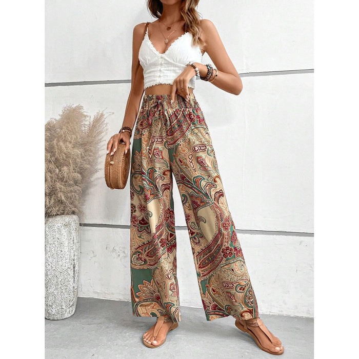 Printed Wide Leg Pants