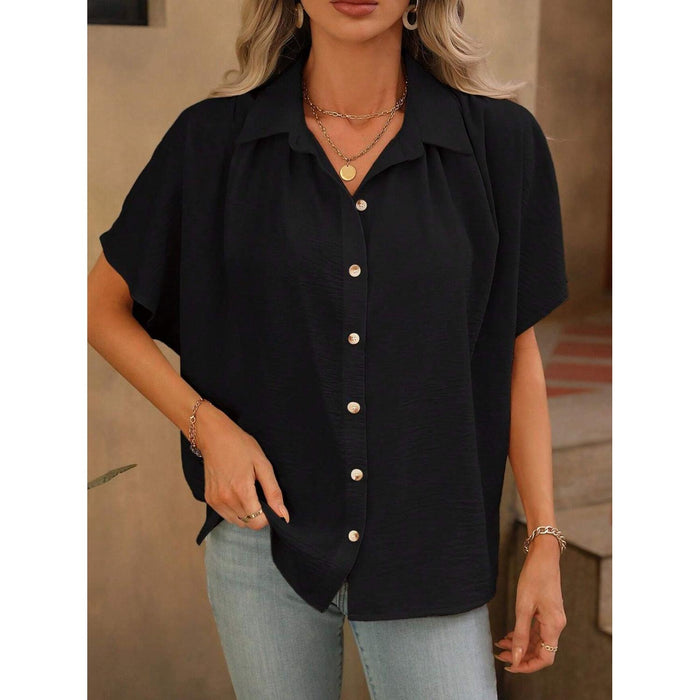 Contrast Collared Neck Short Sleeve Shirt