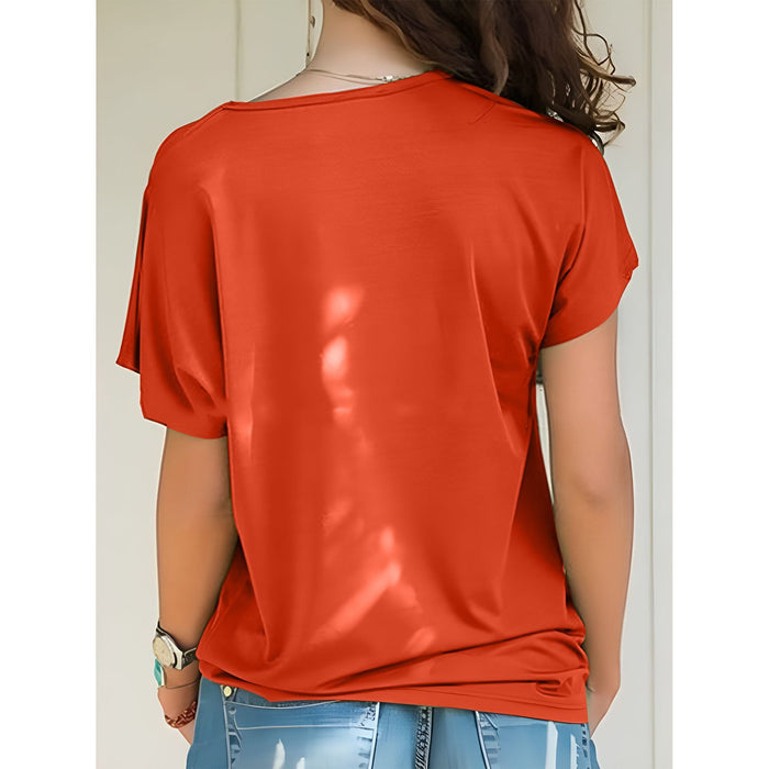 Asymmetrical Neck Short Sleeve T-Shirt