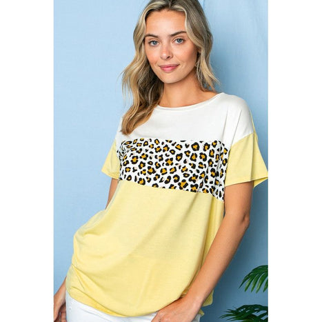 Plus Animal Color Blocked Top