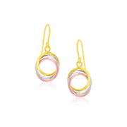 Bids.com 14k Tri-Color Gold Open Entwined Ring Earrings Earrings
