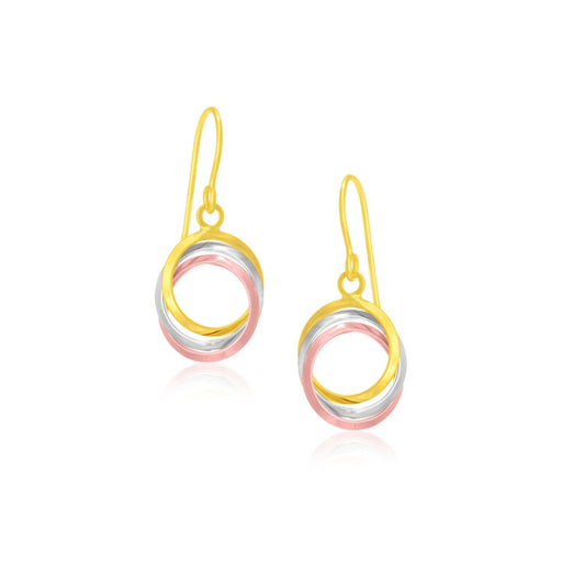 Bids.com 14k Tri-Color Gold Open Entwined Ring Earrings Earrings