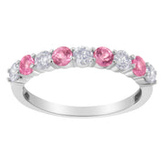 Bids.com 10KT White Gold 1/2 cttw Diamond and 3MM Created Blue Sapphire Gemstone Band Ring (H-I, I1-I2) - Size 7 Rings