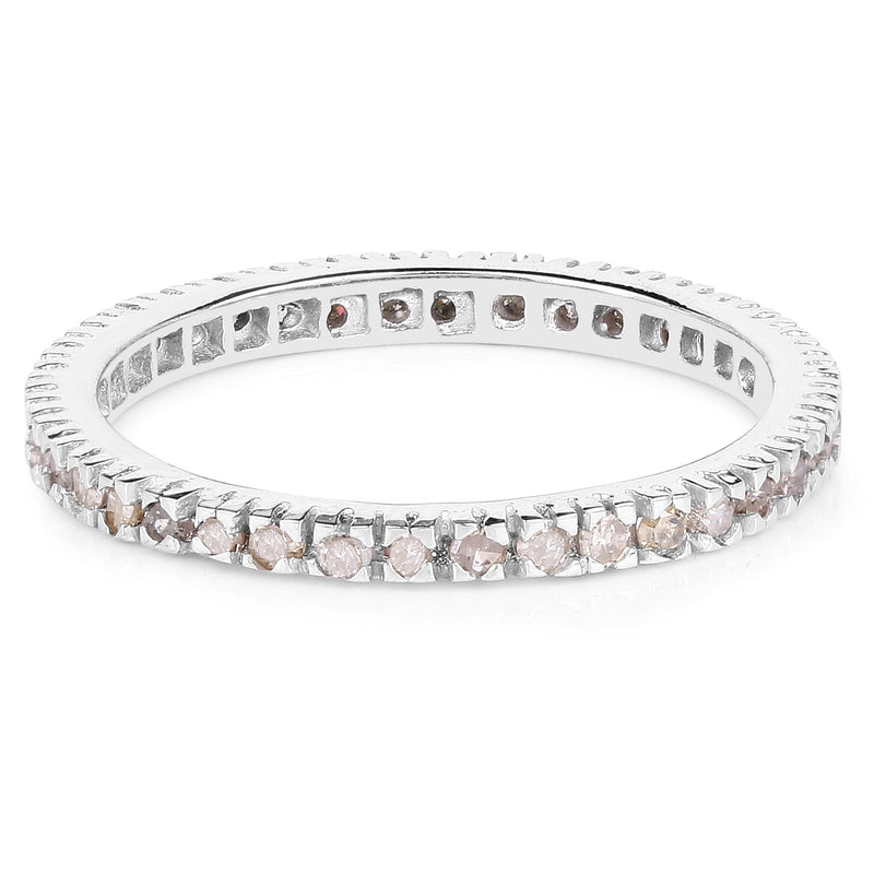 Bids.com 0.57 Carat Genuine Champagne Diamond .925 Sterling Silver Ring Rings