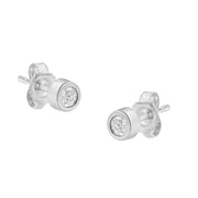 Bids.com 10K White Gold 0.15 Cttw Round Brilliant-Cut Near Colorless Diamond Bezel-Set Stud Earrings (H-I Color, I1-I2 Clarity) Earrings